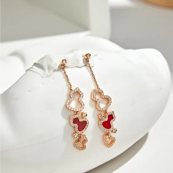 Elegant Red Heart Drop Earrings